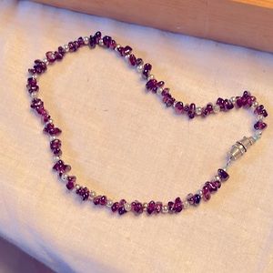 LARGE 10” Amethyst Chips with Silver Beads Barrel Twist closing BRAZILLIAN Mined